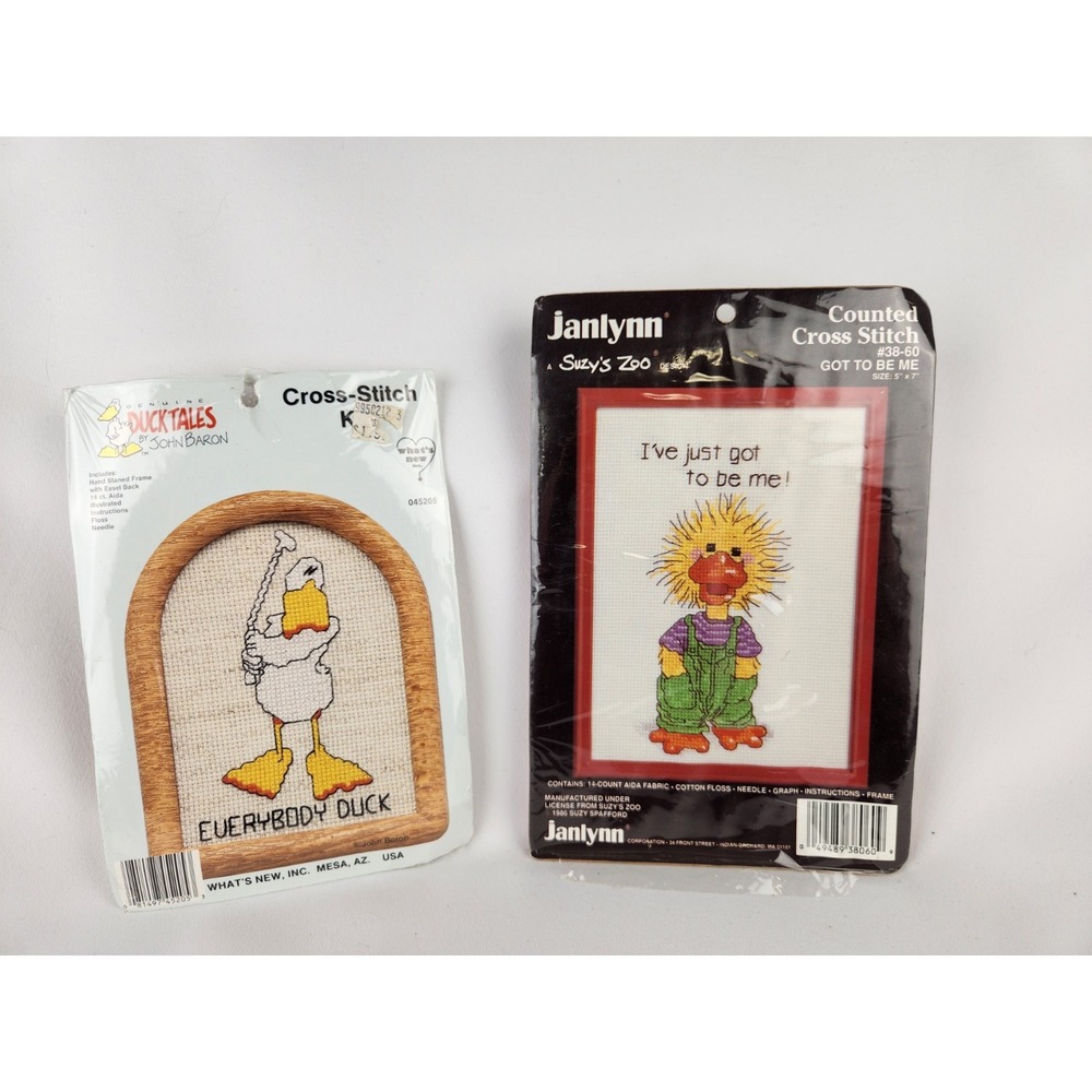 Vintage Lot‎ Suzy's Zoo Counted Cross Stitch Kit Duck John Baron Golf Ducktales